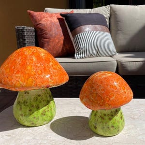 2 Large Ceramic Mushrooms  ~ Garden Mushrooms ~ Fairy Garden Mushrooms ~ Mushroom Decor ~ One of a Kind Art! Mother’s Day Gift