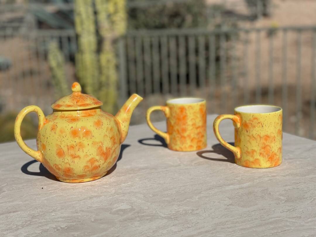 Ceramic Teapot Set Yellow Teapot Set Orange Teapot Set Tea Pot Set One