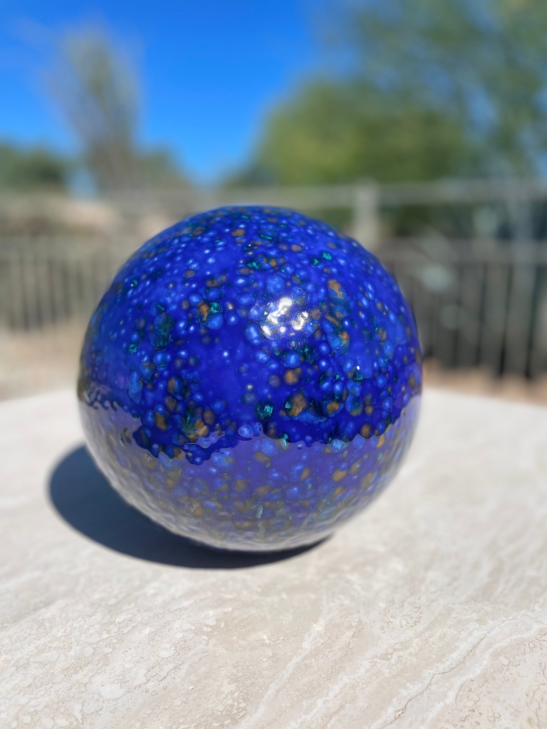 Large Ceramic Ball Cobalt Blue 9 Ceramic Gazing Ball Etsy