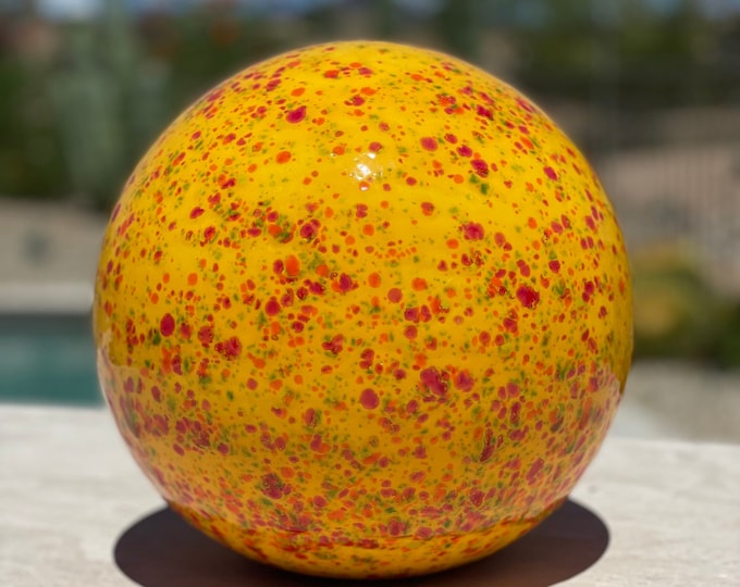 Large Ceramic Ball Yellow Orange 9 Tall Ceramic Gazing Ball Garden