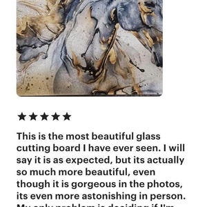 Verified buyer review for horse glass cutting board, equestrian gift idea, decorative cutting board display