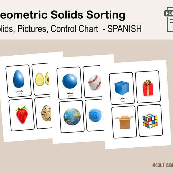 Geometric Solids in Real Life sorting cards | Solidos Geometricos | Math for Kids |  Montessori Cards | Preschool and Primary