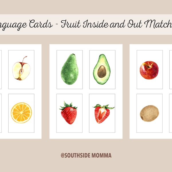 Montessori Language cards - Fruits | Matching Activity | Puzzle