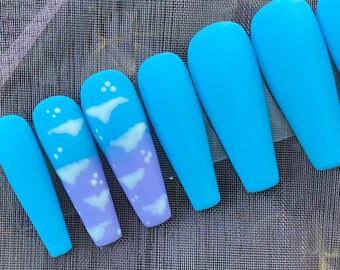 Baby Blue Nails Etsy