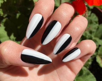 Black and White Transition Press On Nails