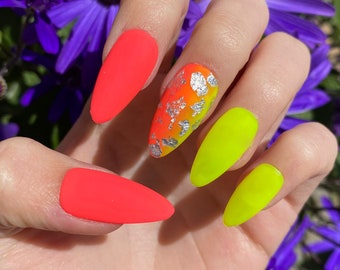 photo Bright Neon Summer Long Square Acrylic Nails neon summer nails etsy