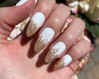 Gold Glitter Gradient Press On Nails