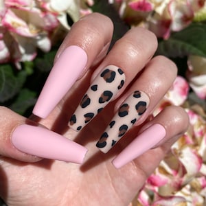 Pink Matte Leopard Press On Nails