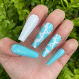 Baby Blue Cow Print Press On Nails image 6