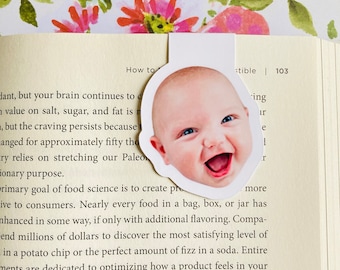 Custom Photo Bookmark, Personalized Face Bookmark, Father's Day Gift for Dad Grandpa, Magnetic Bookmark, Gift from Kids, Keepsake Gift