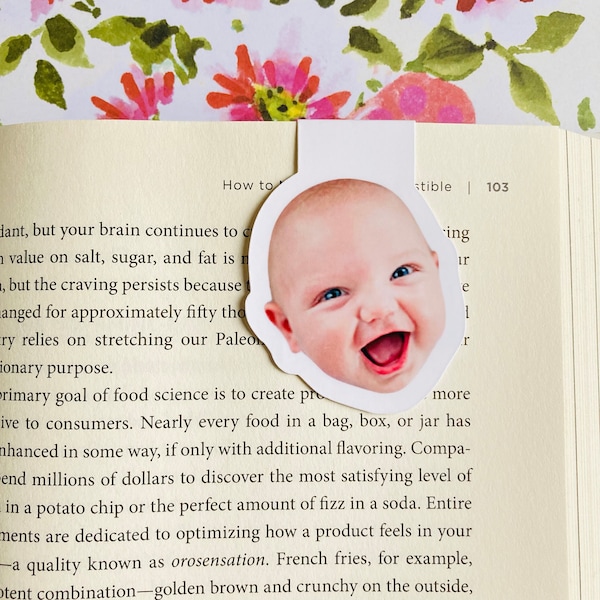 Custom Photo Bookmark, Personalized Face Bookmark, Father's Day Gift for Dad Grandpa, Magnetic Bookmark, Gift from Kids, Keepsake Gift