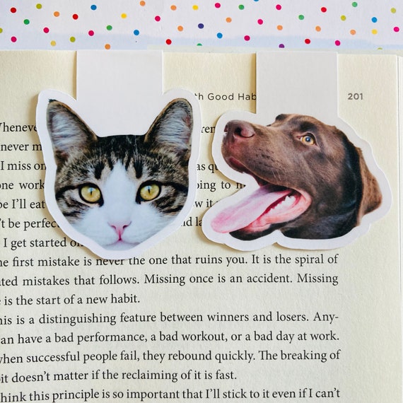 Custom Pet Photo Bookmark, Personalized Dog or Cat Bookmark, Pet Memorial Gift, Dog Lover Gift, Cat Lover Gift, Custom Magnetic Bookmark