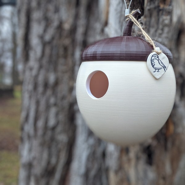 Bird House for the Outdoors ,Handmade birdhouse for garden and home. A whimsical acorn birdhouse. Gift for Mother's day, memorial, New Home