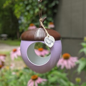 Acorn Bird Feeder: Modern Whimsical Hanging Birdfeeder lavender