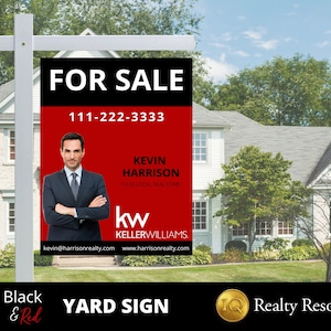 Real Estate Yard Sign, Keller Williams Real Estate Sign, For Sale Yard Sign, Open House Sign, Sold Sign, Editable Canva Template