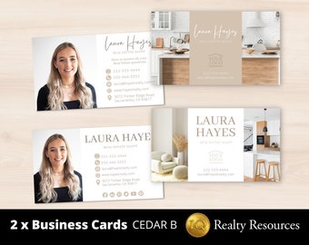 Real Estate Business Cards Template Set of 2, Double-Sided, Editable Templates, Canva, Real Estate Logo, Realty Marketing, Branding
