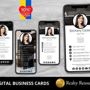 Digitale Visitenkarten, Realty Marketing, Virtuelle Visitenkarten. Moderne Makler bearbeitbare Vorlagen, Canva, Sofort Download,