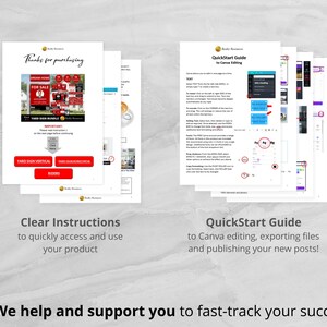 May include: A set of printable real estate yard signs with the text "For Sale" and a red and white color scheme. The image also includes a guide for editing and publishing the signs using Canva.