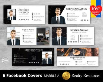 6 Real Estate Facebook Cover Banners, Social Media Banner, Realty Agent Marketing, Branding, Editable Templates, Canva, Customize