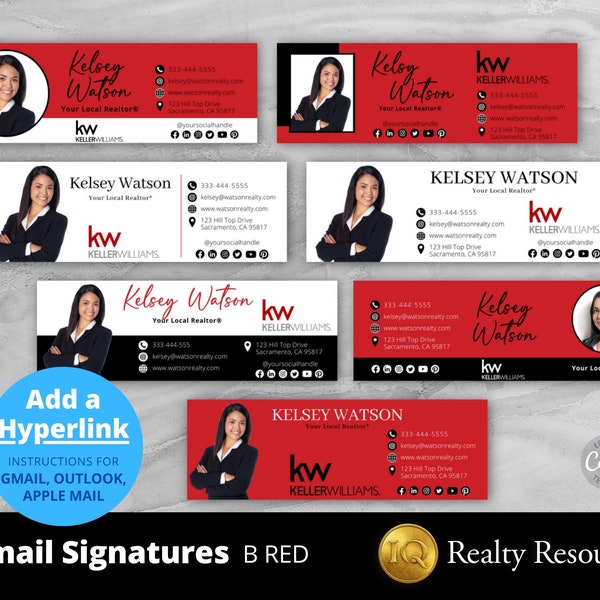 Email Signature Template Bundle, 7 Signature Templates, Real Estate Marketing, Gmail, Modern Realtor, Canva Template, Digital Download