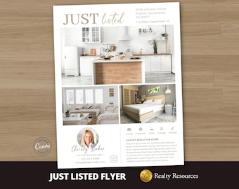 Real Estate Flyer Template, Just Listed Flyer Template, Listing Flyer, Real Estate Marketing Flyer, Realtor Marketing, Canva Templates