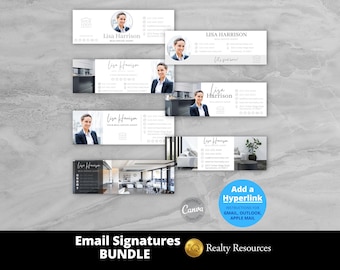 Sjabloonbundel e-mailhandtekening onroerend goed, vastgoedmarketing, zakelijke sjablonen, moderne makelaarcanva-sjablonen, digitale download