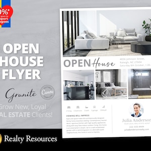 Real Estate Flyer Template, Open House Flyer, Modern Realtor Marketing, Listing Flyer Real Estate Marketing Canva Templates Digital Download