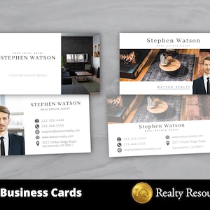 2 Real Estate Business Card Templates, Double-Sided,  Editable Templates, Canva, Real Estate Logo, Realty Marketing, Business Branding