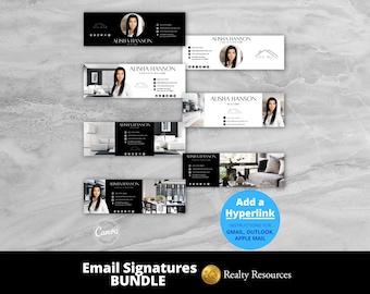 Pacote de modelos de assinatura de e-mail para imobiliárias, marketing imobiliário, modelo de e-mail, modelo moderno para corretores de imóveis, modelos digitais do Canva