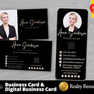 Modèles de cartes de visite, carte de visite immobilière et carte de visite numérique, conception de cartes, modèles Canva modifiables, marketing immobilier