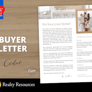 Plantilla de carta de comprador, carta de oferta de comprador de vivienda, plantilla de estimado vendedor, carta de presentación, plantilla de Canva editable,