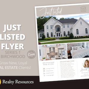 Real Estate Flyer Template, Just Listed Flyer Template, Home Seller, Home Buyer, Realtor Marketing Flyer, Branding, Editable Canva