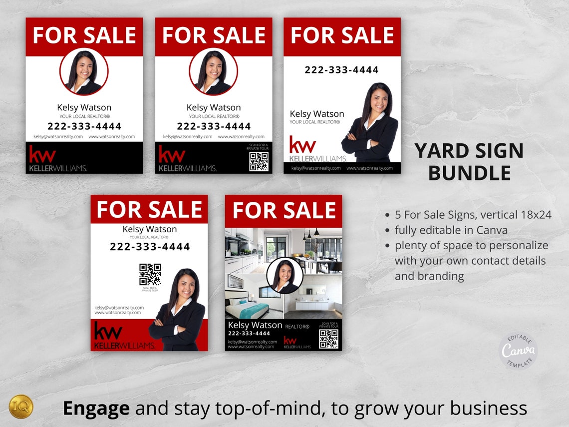 Real Estate Yard Sign Bundle, Keller Williams Real Estate Signs, for