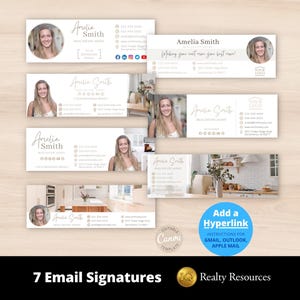 Paquete de plantillas de firma de correo electrónico para el sector inmobiliario, marketing inmobiliario, Gmail, plantillas modernas de Canva para agentes inmobiliarios, descarga digital.