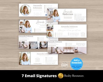 Pacote de modelos de assinatura de e-mail para imobiliárias, modelos de e-mail, marketing imobiliário, Gmail, modelos modernos para corretores de imóveis no Canva, download digital
