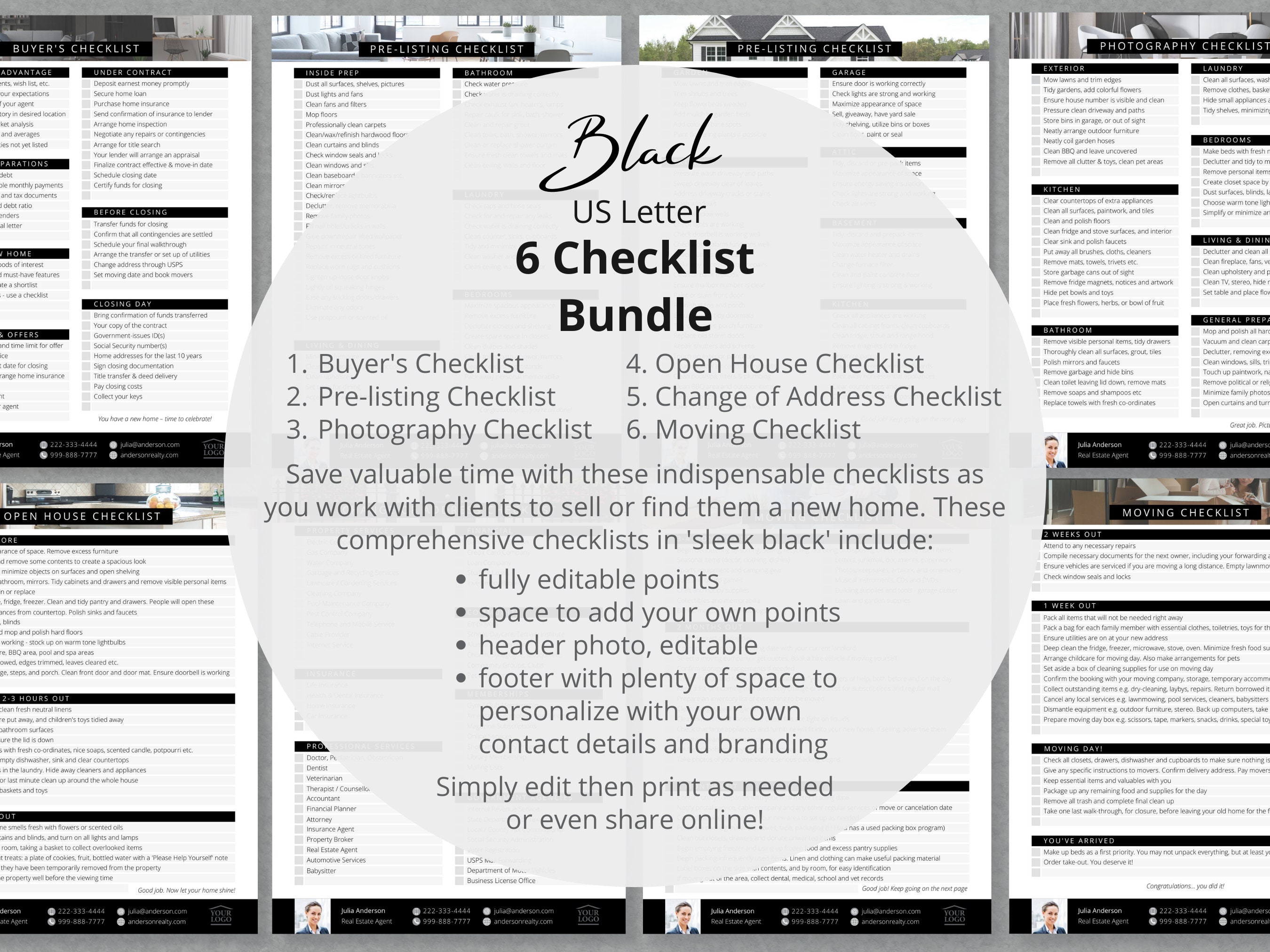 Real Estate Checklist BUNDLE for Home Sellers and Buyers, 6 Checklists ...