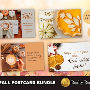 Fall Real Estate Postcard Bundle, Thanksgiving Postcard Template, Realtor Postcard, Agent Intro, Realtor Marketing, Editable Canva Templates