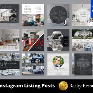 12 Social Media Posts Top Granite Listings, für Instagram & Facebook, Realty Branding, bearbeitbare Vorlage, Sofort Download Canva