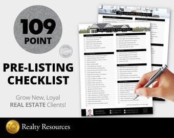 Real Estate Pre-Listing Checklist for Home Sellers, Realty Marketing, Real Estate Templates Canva, Branding, Flyer, Questionnaire,