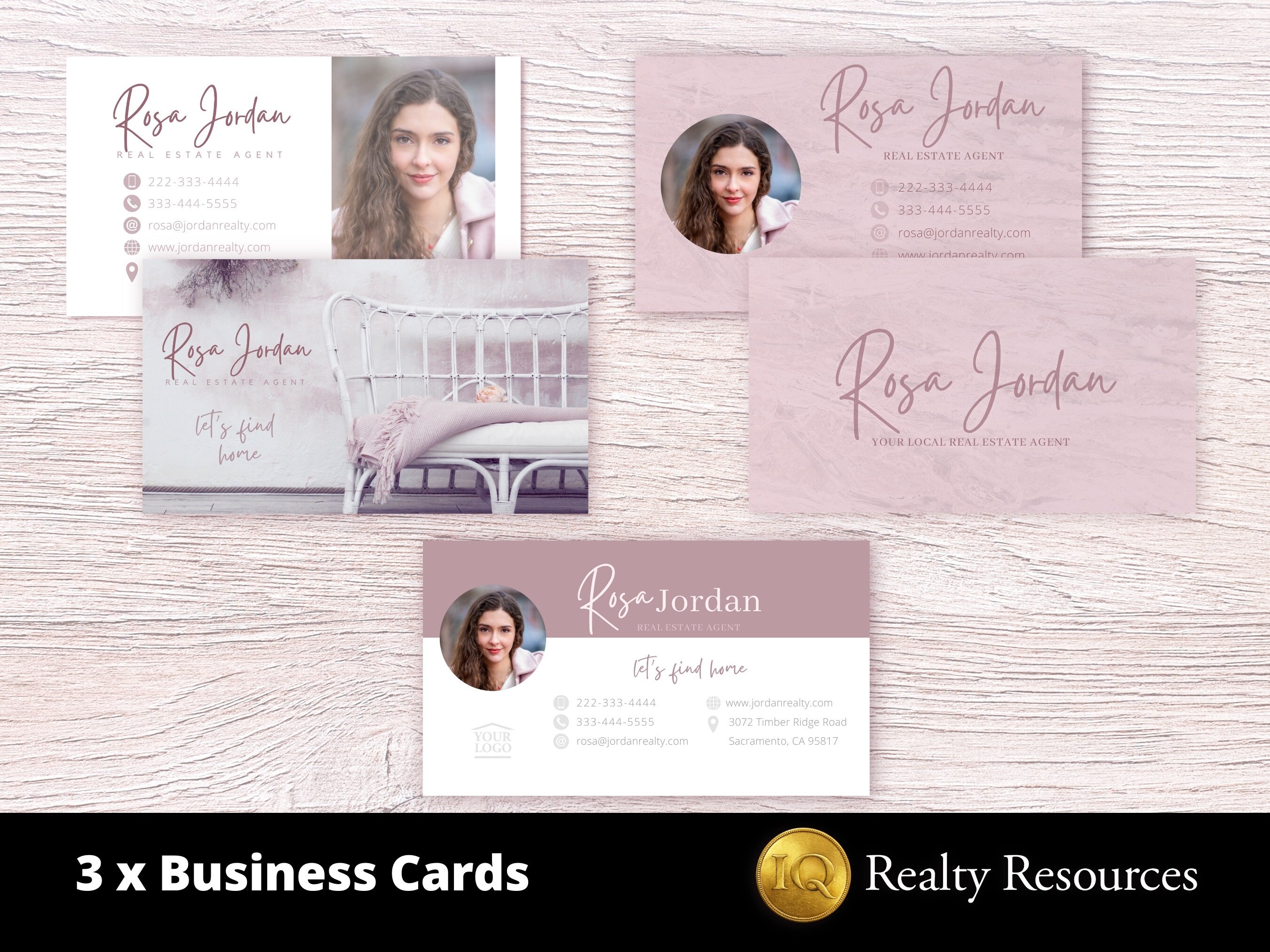 3 Real Estate Business Card Templates ,2 Double-sided 1 Single ...