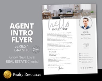 Real Estate Flyer Template, Hello Neighbor Realtor Introduction Flyer, Letter, Neighborhood Farming, Realtor Marketing, Canva Template