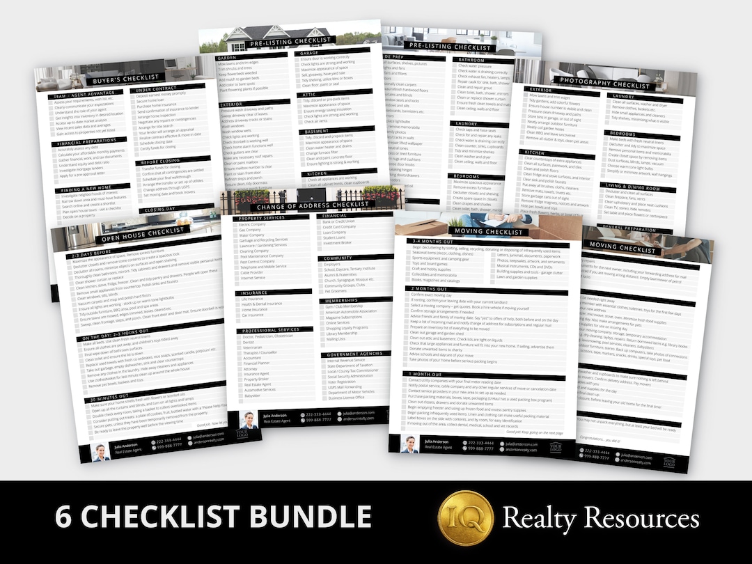 Real Estate Checklist BUNDLE for Home Sellers and Buyers, 6 Checklists ...