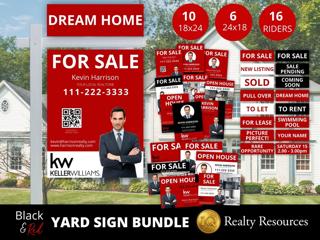 Real Estate Yard Sign Bundle, KW Real Estate Signs, for Sale Yard Sign