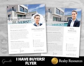 Real Estate Flyer Template, I Have Buyers, Agent Introduction, Neighbourhood Farming, Realtor Marketing Flyer, Branding, Editable in Canva