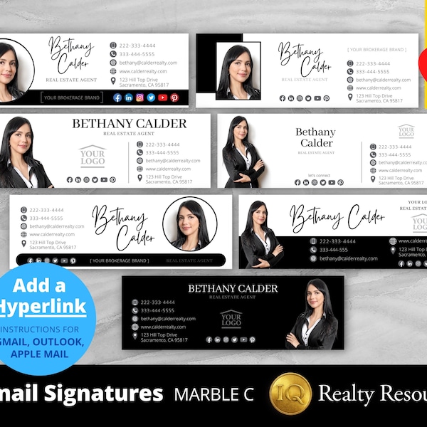 Email Signature Template Bundle, Real Estate Marketing, Email Template, Modern Realtor Business Template, Canva Templates Digital Download