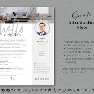 Real Estate Flyer Template, Hello Neighbor Realtor Introduction Flyer, Letter, Neighborhood Farming, Realtor Marketing, Canva Template image 2