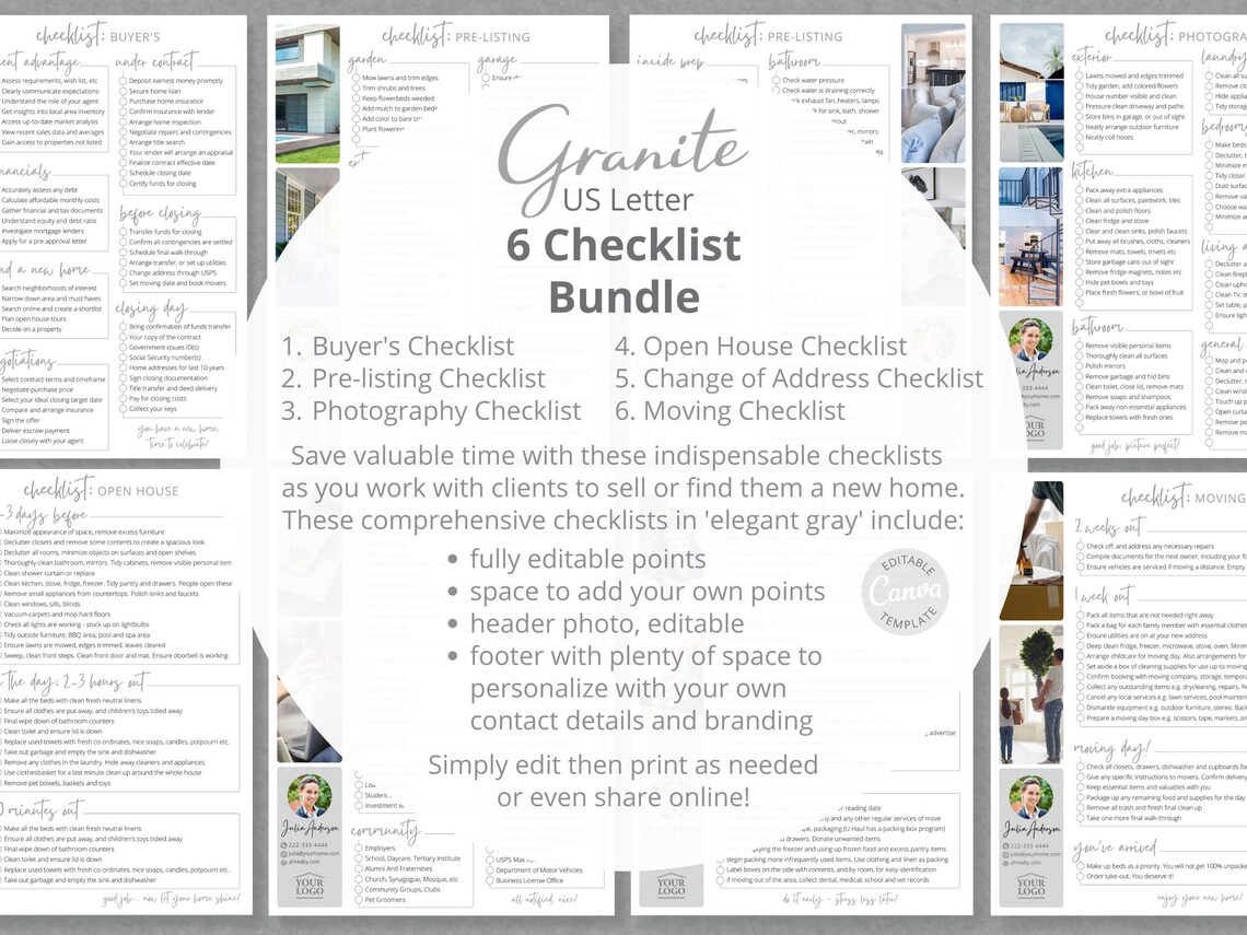 Real Estate Checklist Template BUNDLE for Home Sellers and Buyers, 6 ...