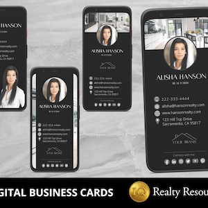 Digitale Visitenkarten, Realty Marketing, Virtuelle Visitenkarten. Moderne Makler bearbeitbare Vorlagen, Canva, Sofort Download,