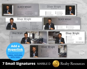 E-mailhandtekeningsjabloonbundel, 7 handtekeningsjablonen, vastgoedmarketing, moderne makelaar, Gmail, Canva-sjablonen, digitale download