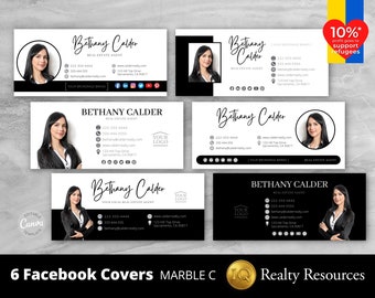 6 Real Estate Facebook Cover Banners, Social Media Banner, Realty Agent Marketing, Branding, Editable Templates, Canva, Customize